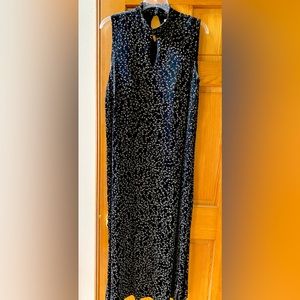 Maxi dress ,high collar; 3 button closure, peekaboo neck. Coldwater Creek